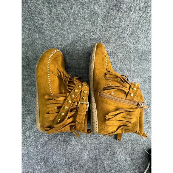 Soda Shoes Women's 10 Dahlia Faux Suede Moccasin Fringe Ankle Bootie - Picture 7 of 16